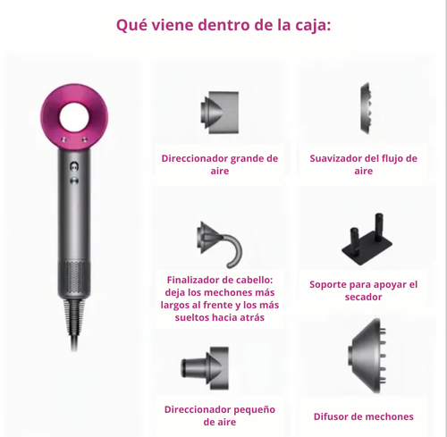 Secador de Cabello TurboSilk - Ion Negativo con Motor Brushless y accesorios